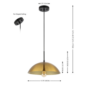 Safavieh JORDEN, 14-Inch Brass and Black Iron Pendant Light, Stylish & Adjustable for Modern Interiors PND4157A