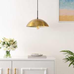 Safavieh JORDEN, 14-Inch Brass and Black Iron Pendant Light, Stylish & Adjustable for Modern Interiors PND4157A