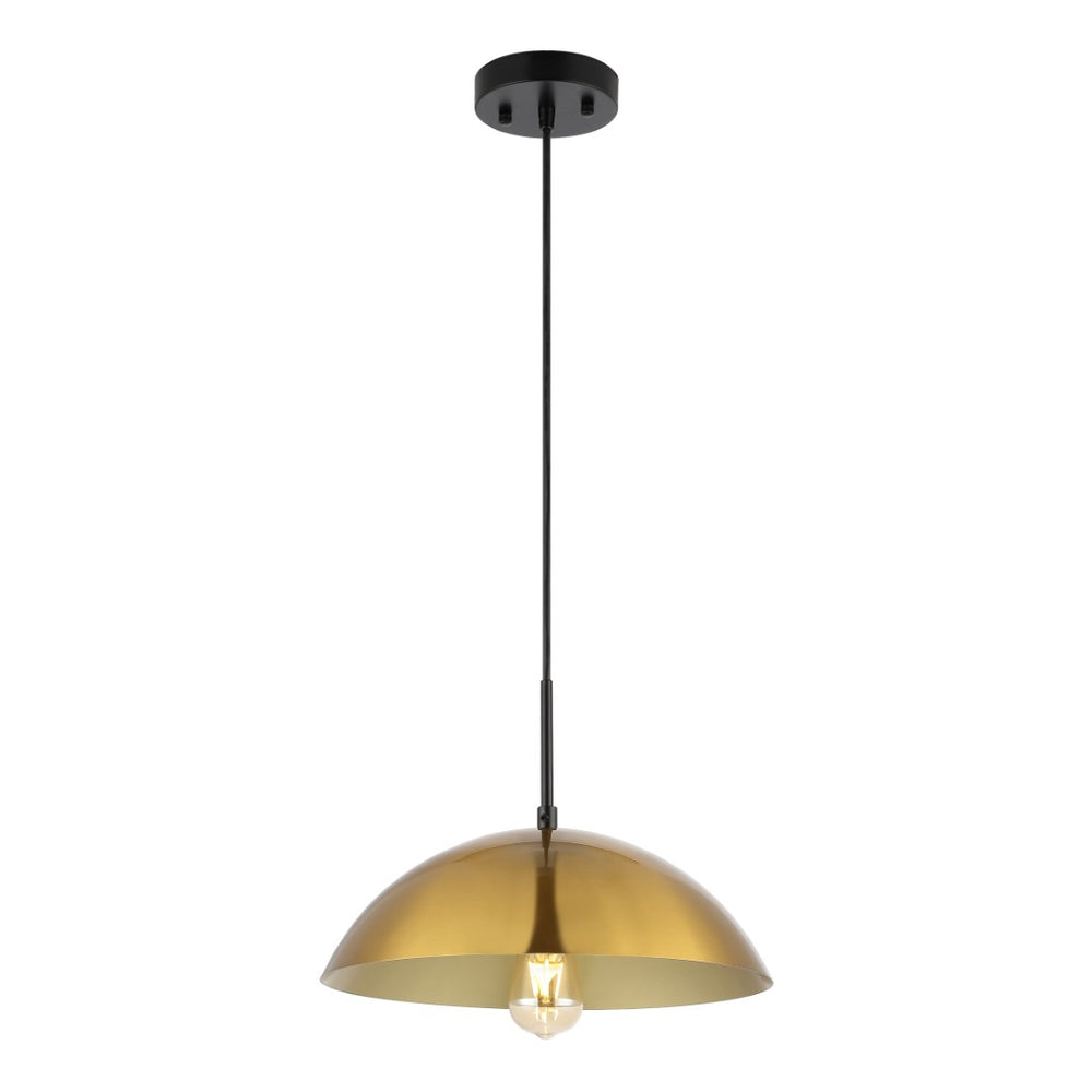 Safavieh JORDEN, 14-Inch Brass and Black Iron Pendant Light, Stylish & Adjustable for Modern Interiors PND4157A