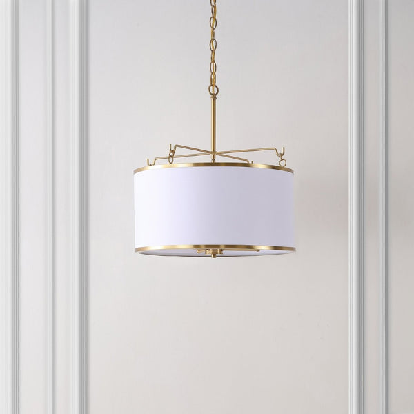 Safavieh PERZETA, Elegant 3-Light Adjustable Pendant in Brass & White - Modern Iron & Fabric Design for Any Space PND4158A