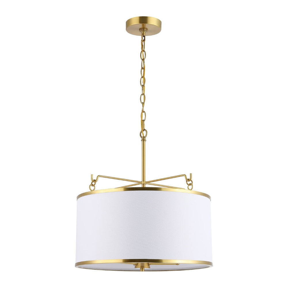 Safavieh PERZETA, Elegant 3-Light Adjustable Pendant in Brass & White - Modern Iron & Fabric Design for Any Space PND4158A
