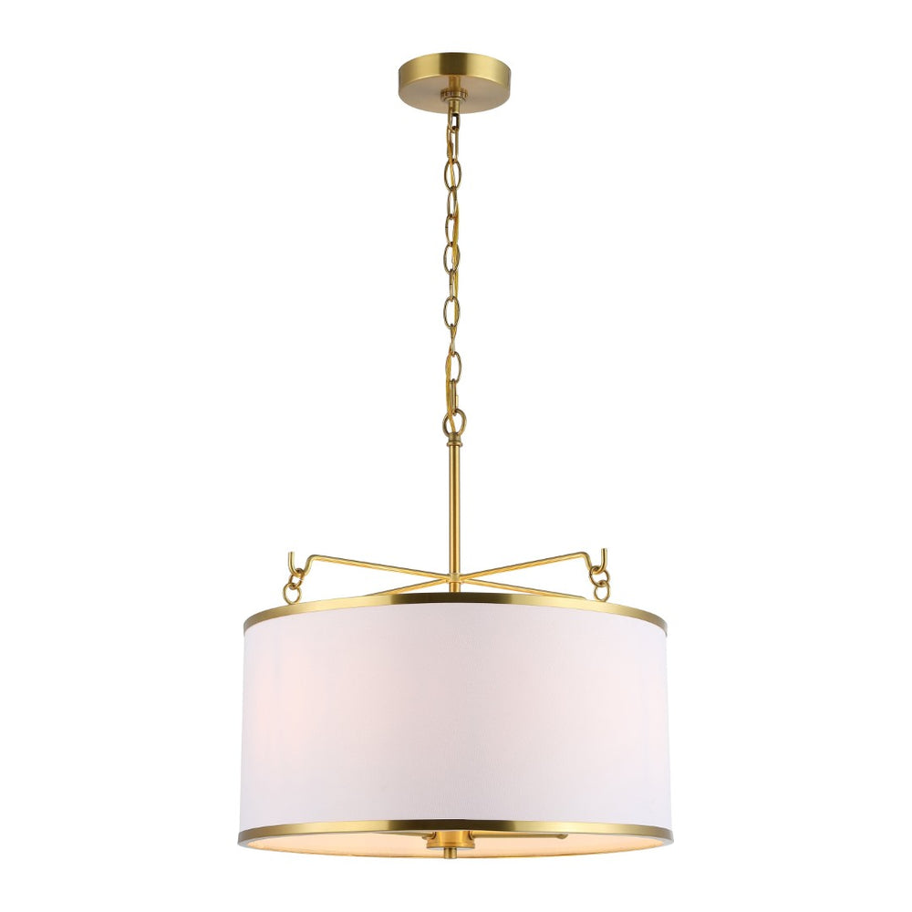 Safavieh PERZETA, Elegant 3-Light Adjustable Pendant in Brass & White - Modern Iron & Fabric Design for Any Space PND4158A