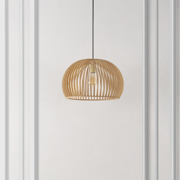 Safavieh MESA, 17.75 INCH Extendable Pendant Light - Natural Wood & Iron Design for Versatile Home Style PND4160A