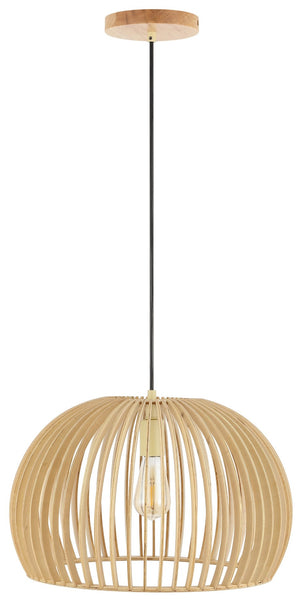 Safavieh MESA, 17.75 INCH Extendable Pendant Light - Natural Wood & Iron Design for Versatile Home Style PND4160A
