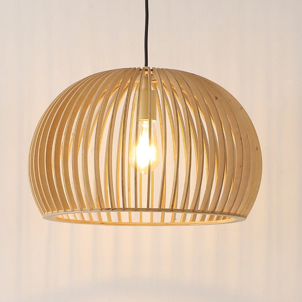 Safavieh MESA, 17.75 INCH Extendable Pendant Light - Natural Wood & Iron Design for Versatile Home Style PND4160A