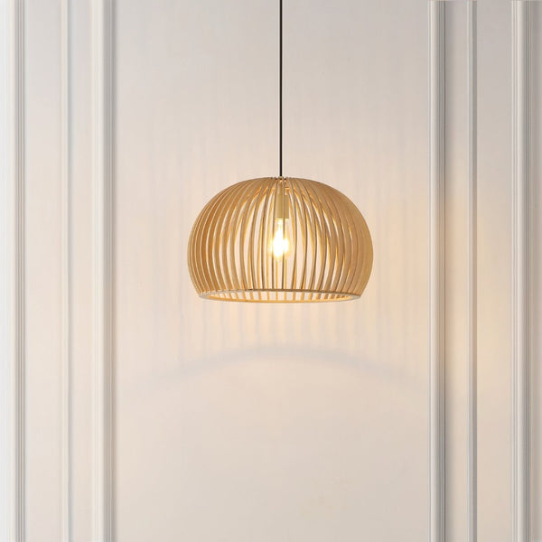 Safavieh MESA, 17.75 INCH Extendable Pendant Light - Natural Wood & Iron Design for Versatile Home Style PND4160A