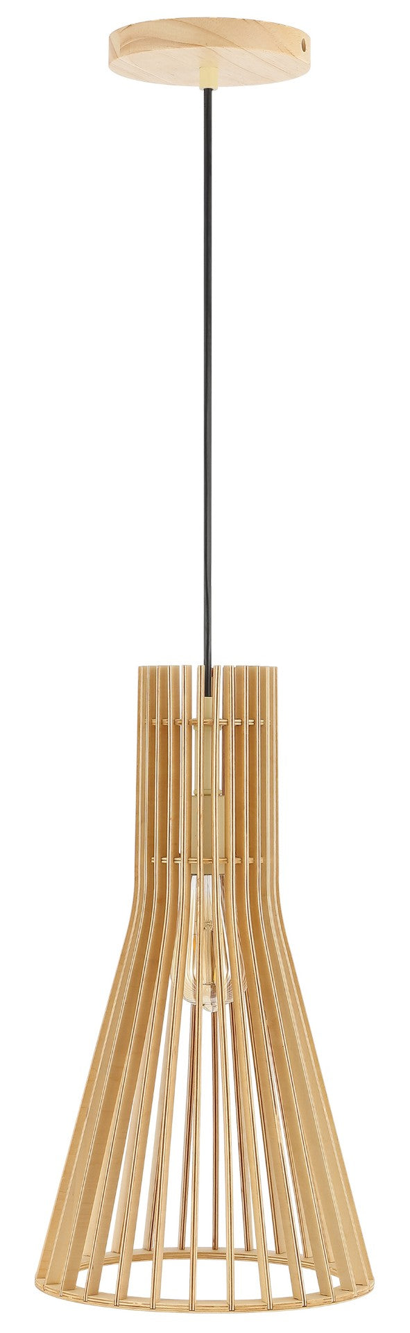 Safavieh SONJAY, 9.75" Natural MDF Wood & Iron Extendable Pendant Light – Customizable Height & Modern Design PND4161A