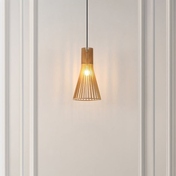 Safavieh SONJAY, 9.75" Natural MDF Wood & Iron Extendable Pendant Light – Customizable Height & Modern Design PND4161A