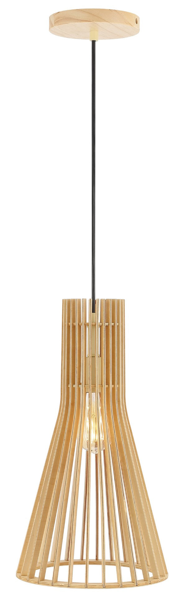 Safavieh SONJAY, 9.75" Natural MDF Wood & Iron Extendable Pendant Light – Customizable Height & Modern Design PND4161A