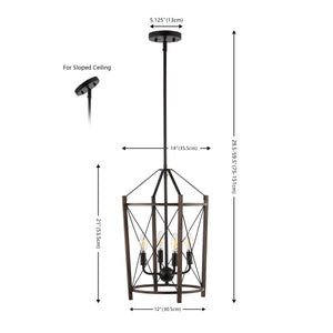 Safavieh Peltier, 4 Light, 14 Inch, Natural/Black, Iron Pendant Black / Brown PND4162A