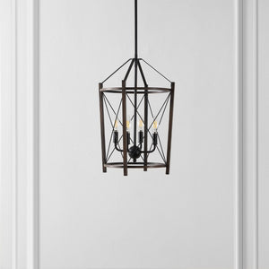Safavieh Peltier, 4 Light, 14 Inch, Natural/Black, Iron Pendant Black / Brown PND4162A