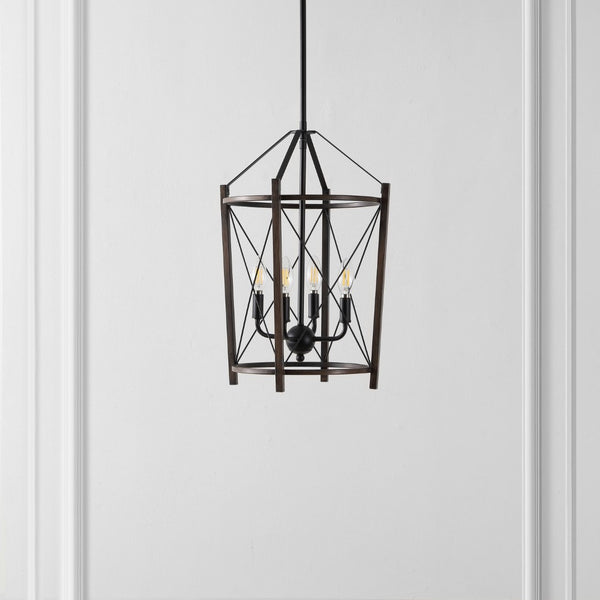 Safavieh Peltier, 4 Light, 14 Inch, Natural/Black, Iron Pendant Black / Brown PND4162A