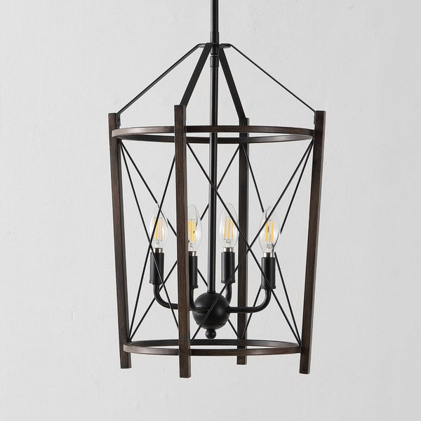 Safavieh Peltier, 4 Light, 14 Inch, Natural/Black, Iron Pendant Black / Brown PND4162A