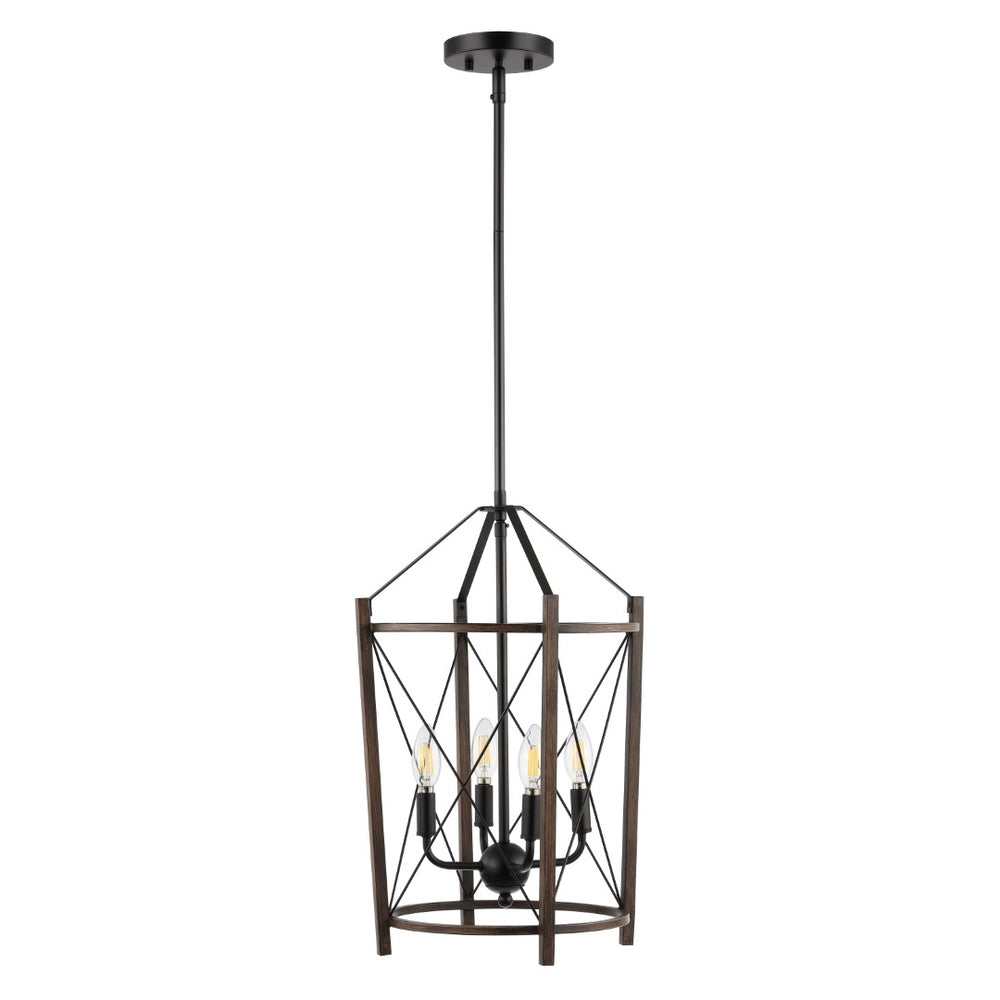 Safavieh Peltier, 4 Light, 14 Inch, Natural/Black, Iron Pendant Black / Brown PND4162A