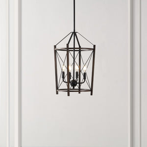 Safavieh Peltier, 4 Light, 14 Inch, Natural/Black, Iron Pendant Black / Brown PND4162A