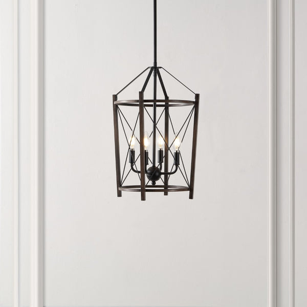 Safavieh Peltier, 4 Light, 14 Inch, Natural/Black, Iron Pendant Black / Brown PND4162A