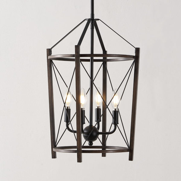 Safavieh Peltier, 4 Light, 14 Inch, Natural/Black, Iron Pendant Black / Brown PND4162A