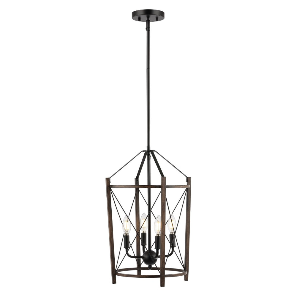 Safavieh Peltier, 4 Light, 14 Inch, Natural/Black, Iron Pendant Black / Brown PND4162A
