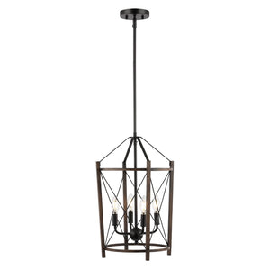 Safavieh Peltier, 4 Light, 14 Inch, Natural/Black, Iron Pendant Black / Brown PND4162A