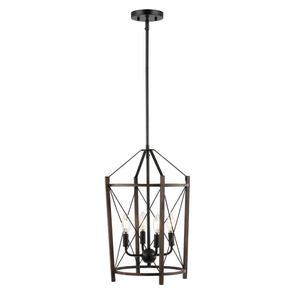 Safavieh Peltier, 4 Light, 14 Inch, Natural/Black, Iron Pendant Black / Brown PND4162A