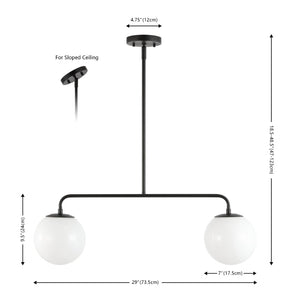 Safavieh CONYER, 2-Light Adjustable Pendant Light - Modern Black Iron & Glass Fixture for Stylish Spaces PND4166A