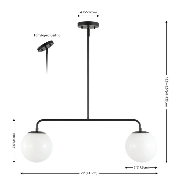 Safavieh CONYER, 2-Light Adjustable Pendant Light - Modern Black Iron & Glass Fixture for Stylish Spaces PND4166A