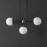 Safavieh Collier, 3 Light, 29.5 Inch, Black/Nickel, Iron/Glass Pendant Black / Nickel 29.5 x 6.5 x 20-50