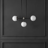 Safavieh Collier, 3 Light, 29.5 Inch, Black/Nickel, Iron/Glass Pendant Black / Nickel 29.5 x 6.5 x 20-50