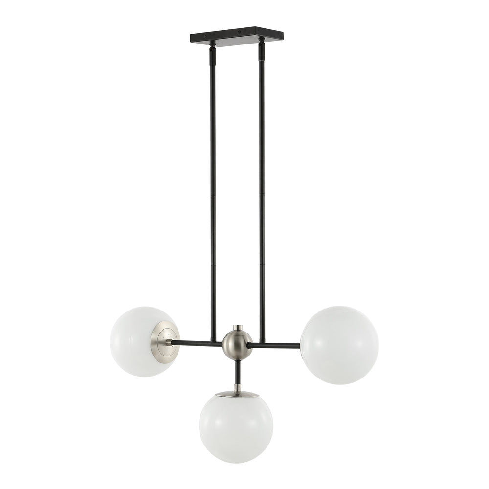 Safavieh Collier, 3 Light, 29.5 Inch, Black/Nickel, Iron/Glass Pendant Black / Nickel 29.5 x 6.5 x 20-50