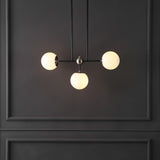 Safavieh Collier, 3 Light, 29.5 Inch, Black/Nickel, Iron/Glass Pendant Black / Nickel 29.5 x 6.5 x 20-50