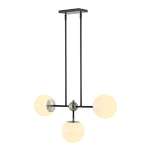 Safavieh Collier, 3 Light, 29.5 Inch, Black/Nickel, Iron/Glass Pendant Black / Nickel 29.5 x 6.5 x 20-50