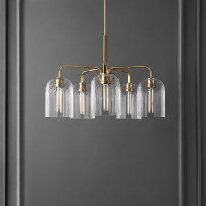 Safavieh Idelle, 5 Light, 26 Inch, Gold/Clear, Glass/Iron Pendant Gold/Clear PND4172A