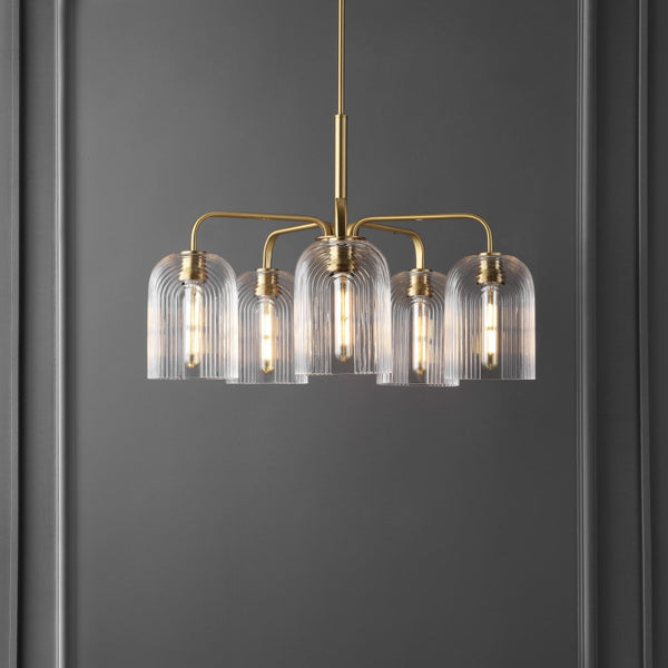 Safavieh Idelle, 5 Light, 26 Inch, Gold/Clear, Glass/Iron Pendant Gold/Clear PND4172A