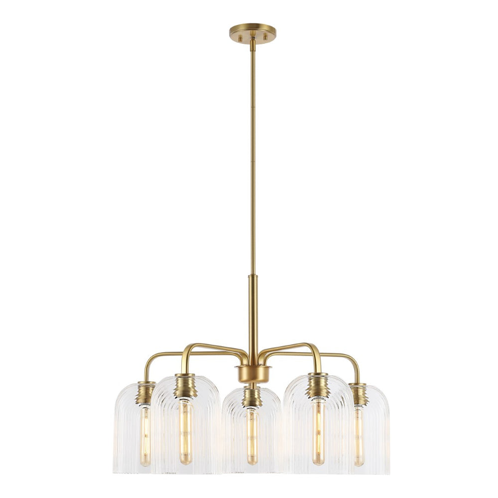 Safavieh Idelle, 5 Light, 26 Inch, Gold/Clear, Glass/Iron Pendant Gold/Clear PND4172A