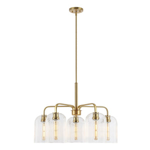 Safavieh Idelle, 5 Light, 26 Inch, Gold/Clear, Glass/Iron Pendant Gold/Clear PND4172A