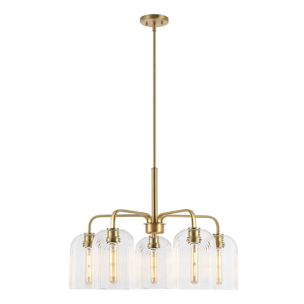 Safavieh Idelle, 5 Light, 26 Inch, Gold/Clear, Glass/Iron Pendant Gold/Clear PND4172A