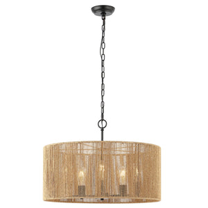 Safavieh Rylumi 5Lt 24.5 Inch Pendant XII23 Natural / Black Paper PND4173A