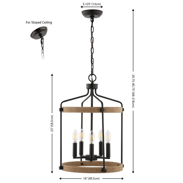 Safavieh Dwyer 6Lt 17" Pendant XII23 Black / Brown Metal PND4174A