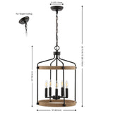 Safavieh Dwyer 6Lt 17" Pendant XII23 Black / Brown Metal PND4174A