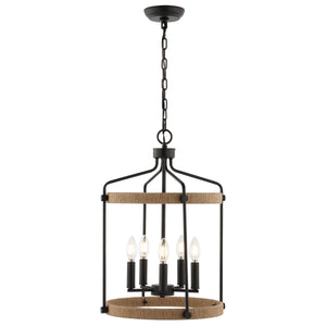 Safavieh Dwyer 6Lt 17" Pendant XII23 Black / Brown Metal PND4174A