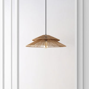 Safavieh BRUNIA, 23-Inch Adjustable Pendant Light in Natural Paper Rope & Black Iron for Modern Interiors PND4175A