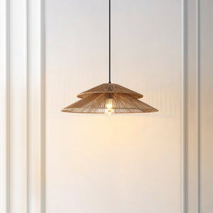 Safavieh BRUNIA, 23-Inch Adjustable Pendant Light in Natural Paper Rope & Black Iron for Modern Interiors PND4175A