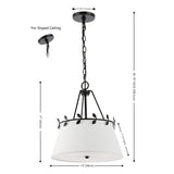 Safavieh Samora, 3 Light. 14 Inch, White/Black, Iron Pendant White/Black PND4176A