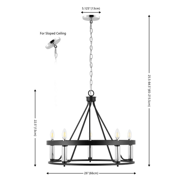 Safavieh Trenton 5Lt 26" Pendant Black / Chrome  PND4177A