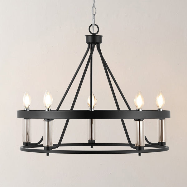 Safavieh Trenton 5Lt 26" Pendant Black / Chrome  PND4177A