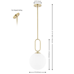 Safavieh DANVA, 10-Inch Adjustable Brass & Glass Pendant Light - Perfect for Dining, Entryways & High Ceilings PND4178A