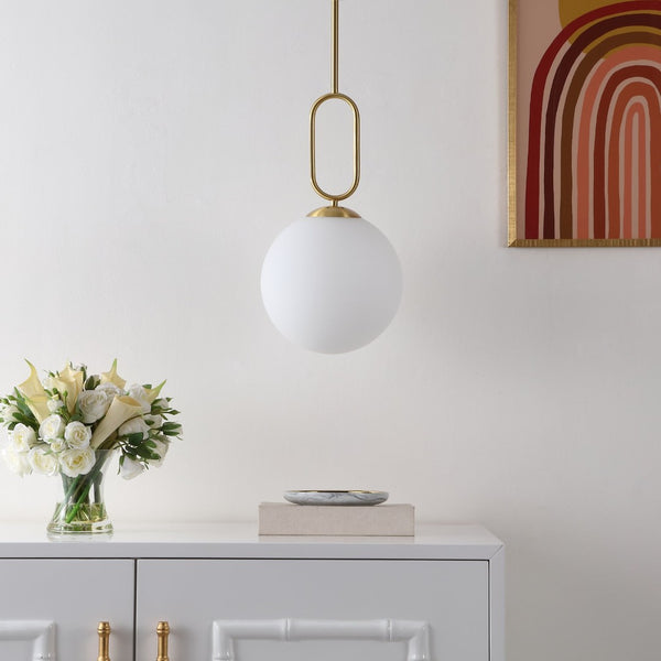 Safavieh DANVA, 10-Inch Adjustable Brass & Glass Pendant Light - Perfect for Dining, Entryways & High Ceilings PND4178A