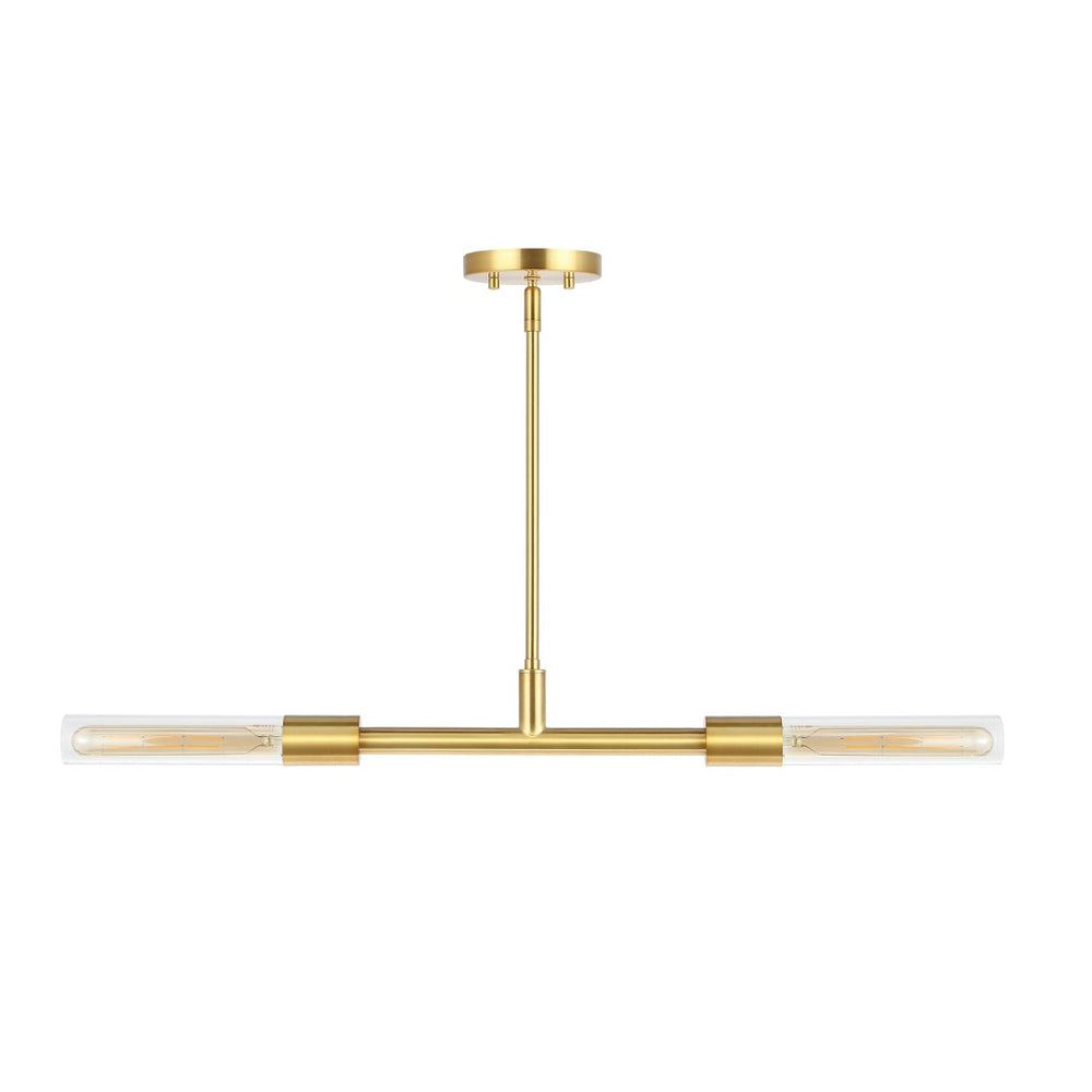 Safavieh VASEI, 2-Light Extendable Pendant Light - Brass & Clear Glass Elegance for Modern Interiors PND4179A