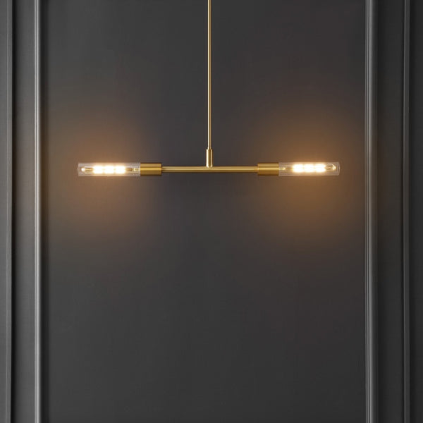 Safavieh VASEI, 2-Light Extendable Pendant Light - Brass & Clear Glass Elegance for Modern Interiors PND4179A
