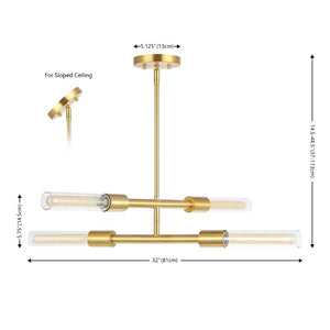 Safavieh CRONOS, 4-Light Adjustable Pendant - Elegant Brass & Clear Glass Design for Modern Home Décor PND4180A